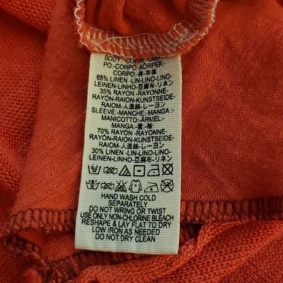 We the Free/Free People Long Sleeve V Neck Oversized Slouchy Red Top with Thumn - Picture 9 of 10